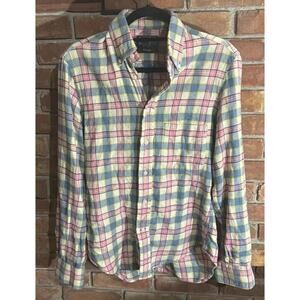 Gitman Bros. Vintage Made in USA Flannel Button Down Shirt Sz S, Pink/yellow